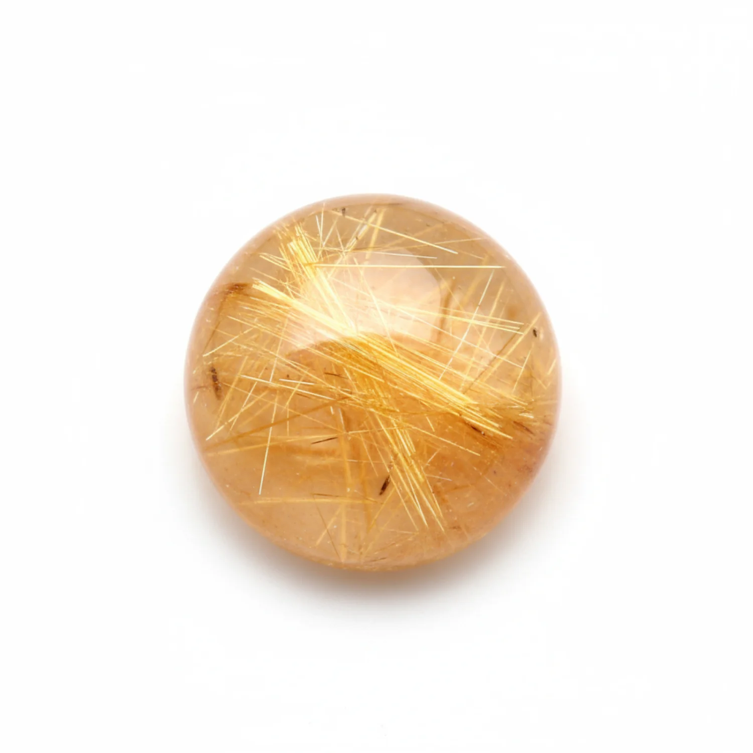 Golden Rutile 1PC Small 8x8 MM Round Cabochon Yellow Fine semi Precious Semi Precious Gemstone - Image 2