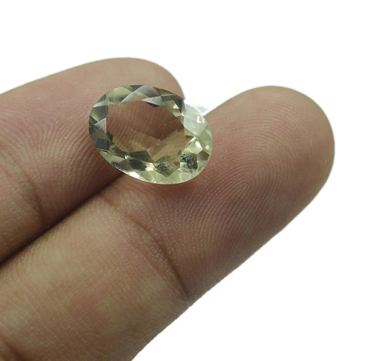 Green Amethyst 1PC Chunky 15x20 MM Oval Faceted Green Fiery Semi Precious Gems - Image 2