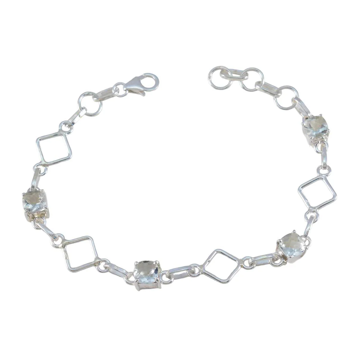 Green Amethyst Coffee Day Delicate Light Green Silver Links Bracelet