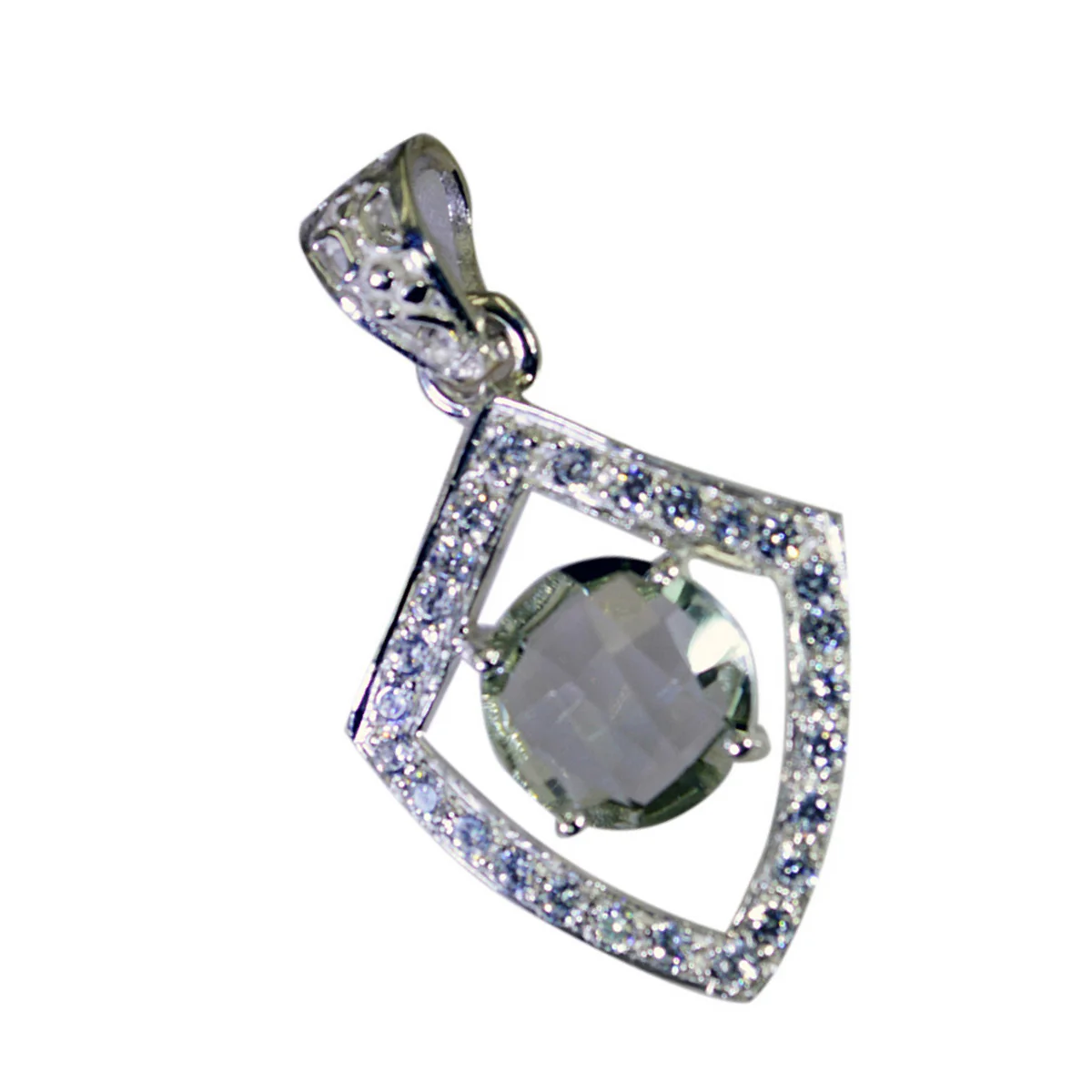 Green Amethyst Eye-catching Indian Silver multiple Nisa Modern Green Pendant Jewelry - Image 2
