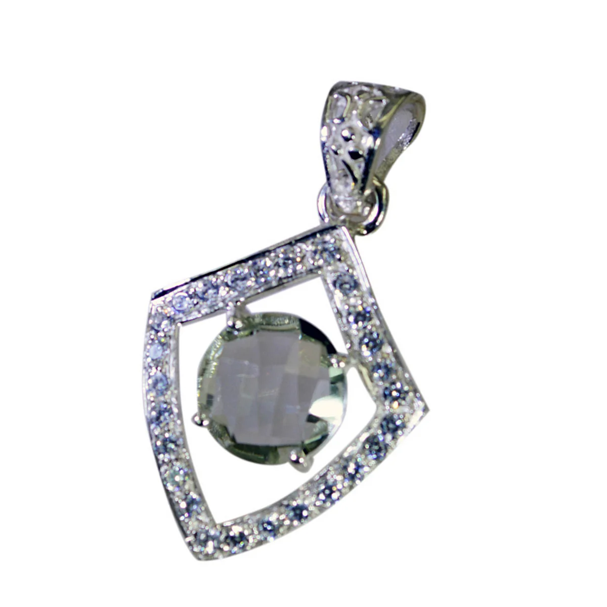 Green Amethyst Eye-catching Indian Silver multiple Nisa Modern Green Pendant Jewelry - Image 3