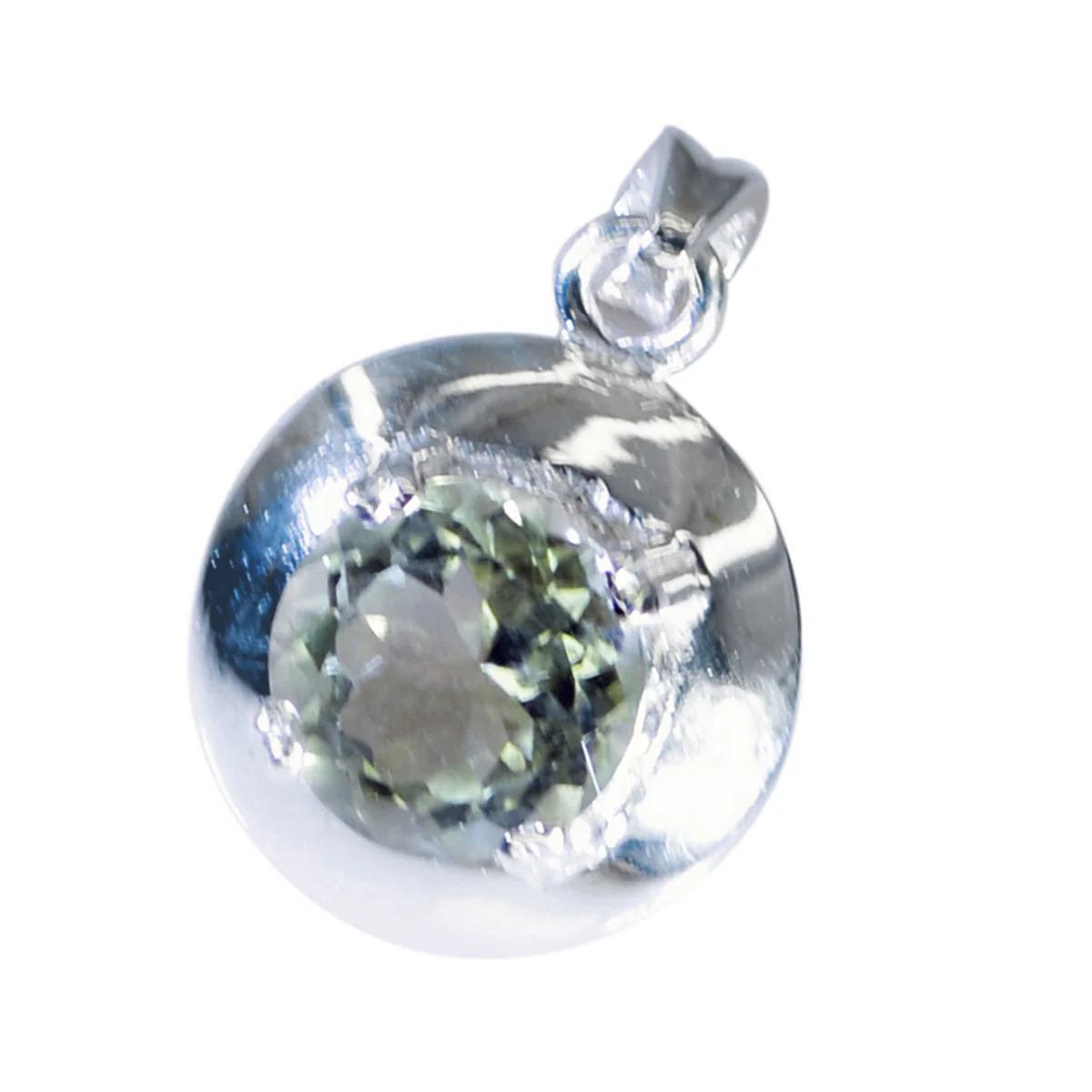 Green Amethyst Featherlight German Sterling Silver Solitaire Camila Signet Green Pendant Jewellery - Image 3
