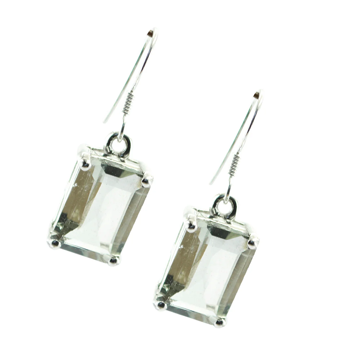 Green Amethyst German Ángeles Solitaire Dangle Green 925 Sterling Silver Earring - Image 2