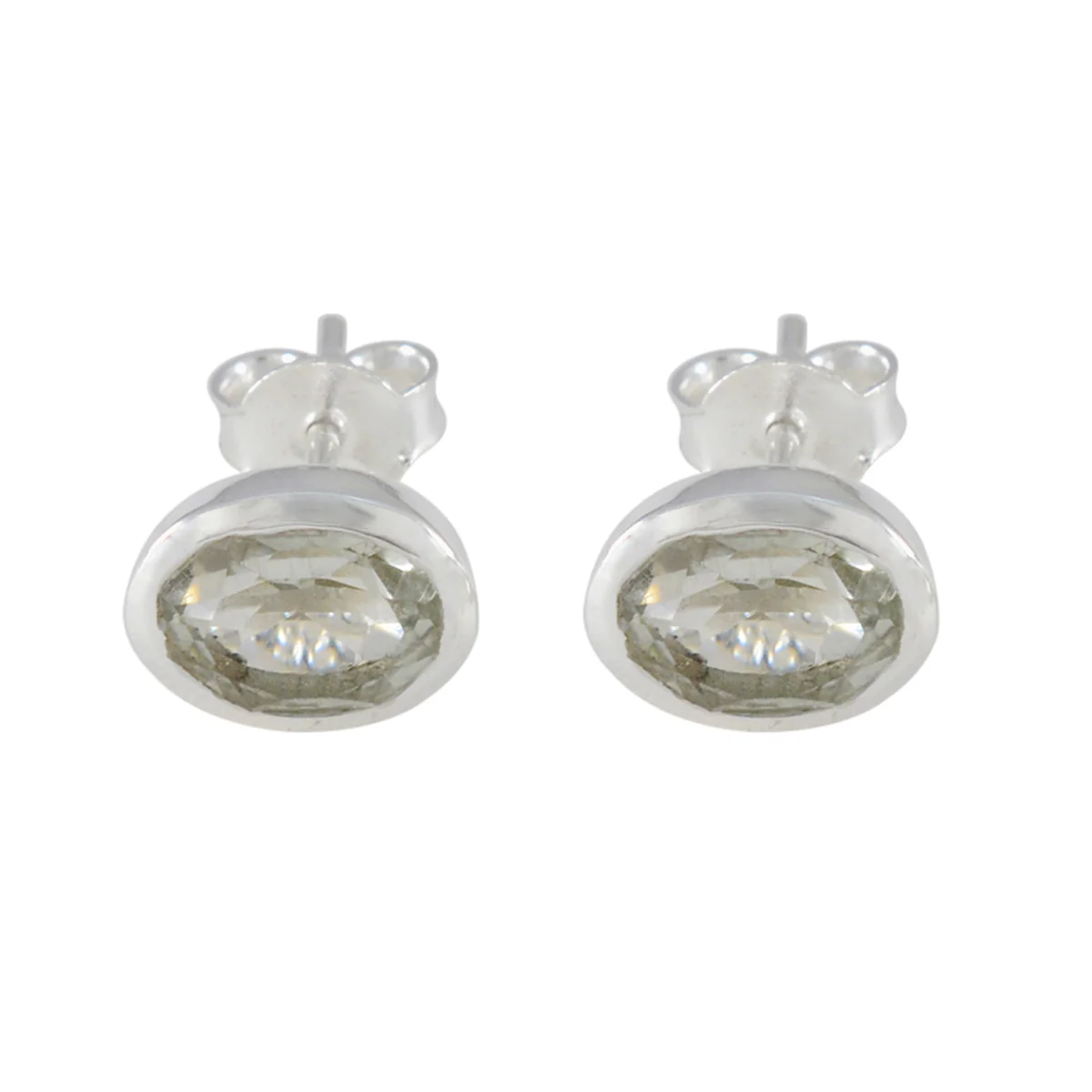 Green Amethyst Italian Hye-jin Solitaire Stud Green 925 Silver Earring