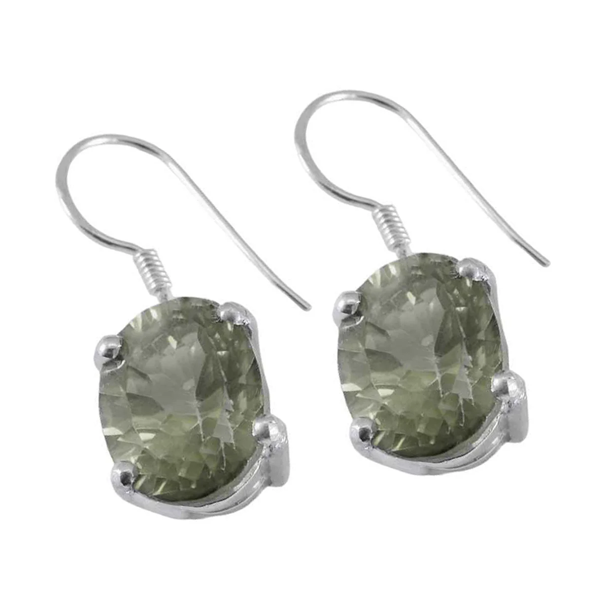 Green Amethyst Mexican Haruka Solitaire Dangle Green 925 Sterling Silver Earring - Image 3