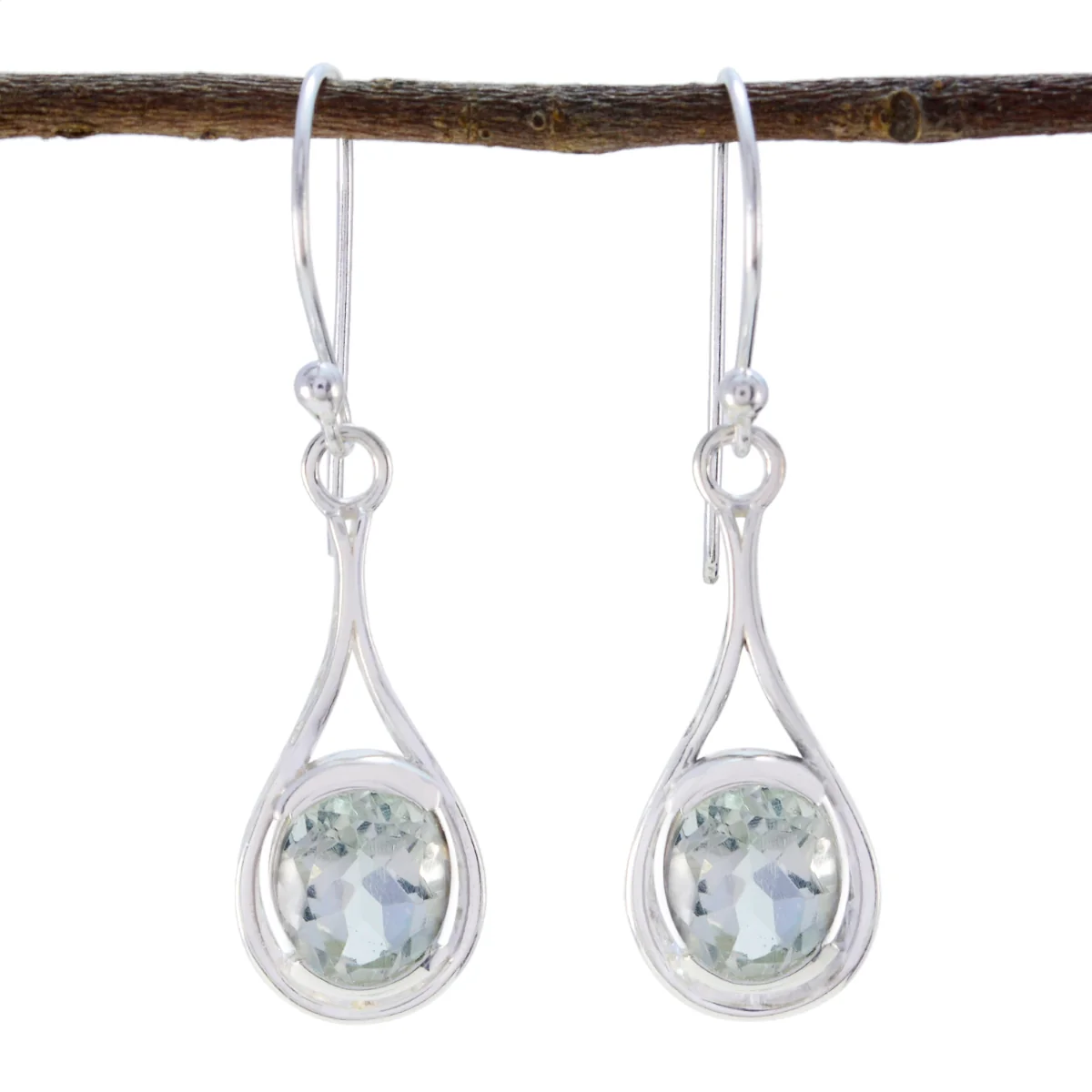 Green Amethyst Moroccan Bruna Solitaire Dangle Green Sterling Silver Earring