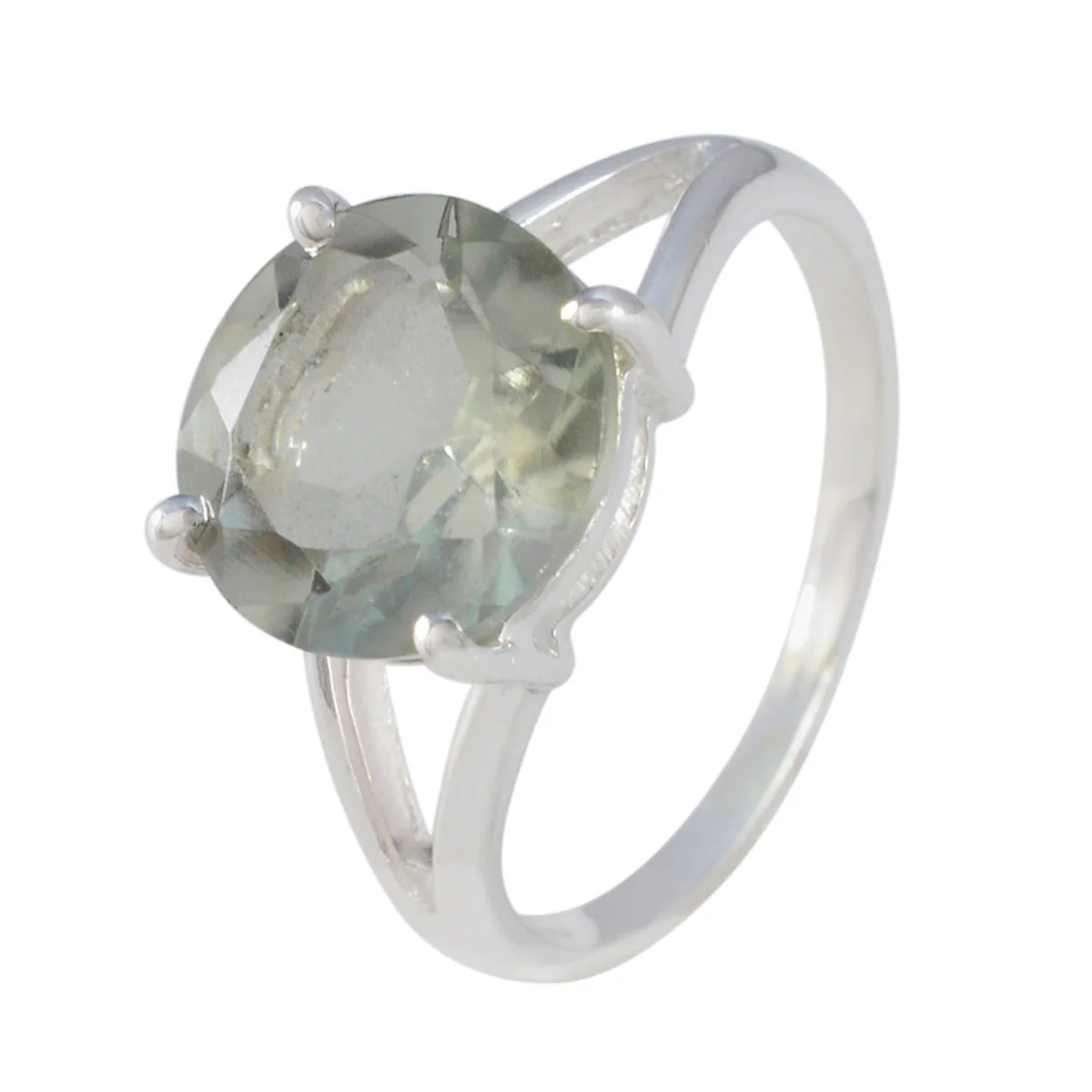 Green Amethyst Solitaire African Sterling Silver Green Gemstones Featherlight Luxurious Ring Jewelry - Image 2
