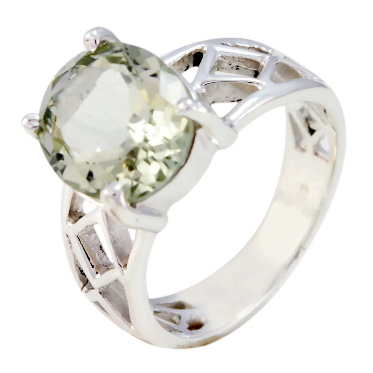 Green Amethyst Solitaire Australian 925 Silver Green Gems Slim Rope-Wire Ring Jewelry - Image 2