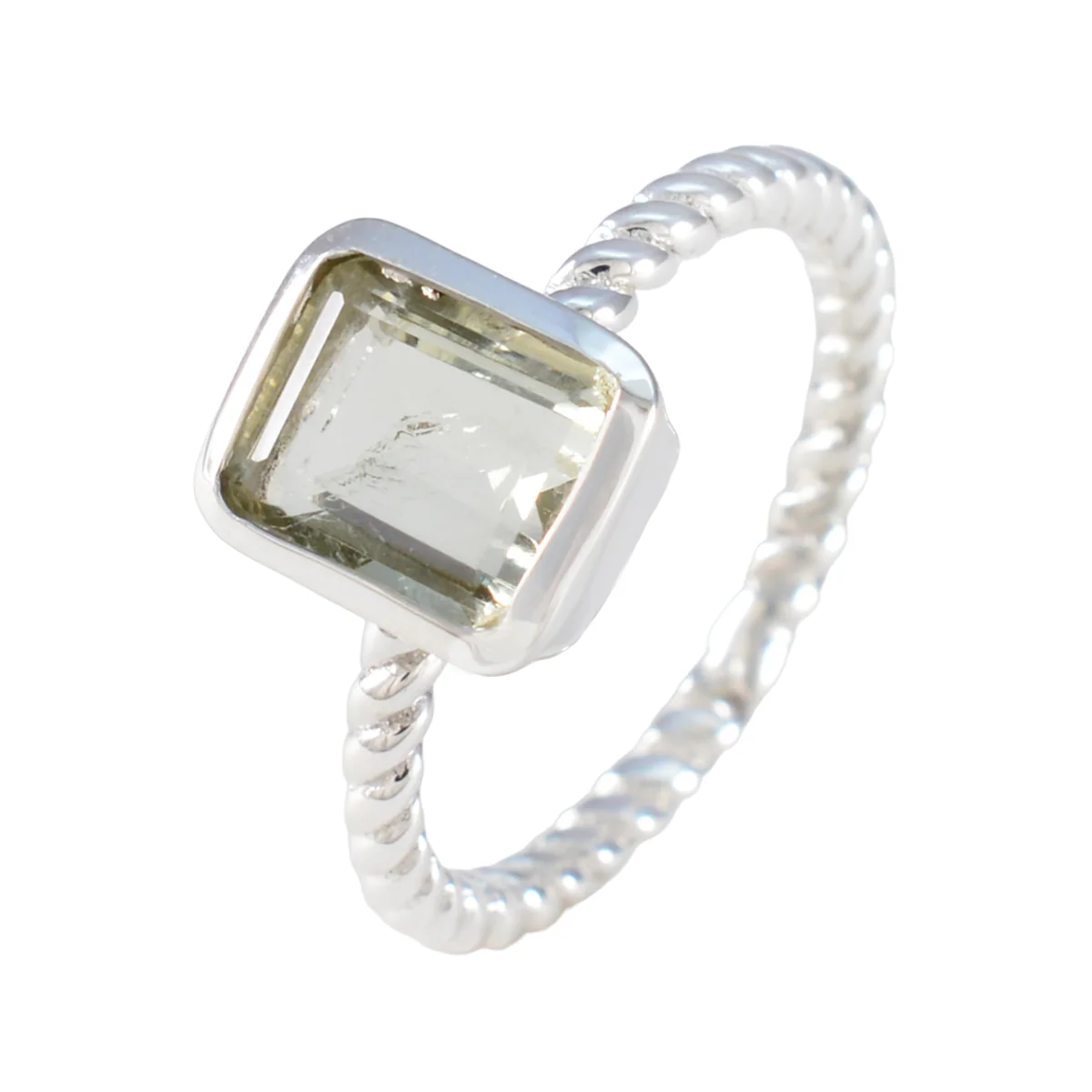 Green Amethyst Solitaire Egyptian Silver Green Gemstones Featherlight Modern Ring Jewellery - Image 2