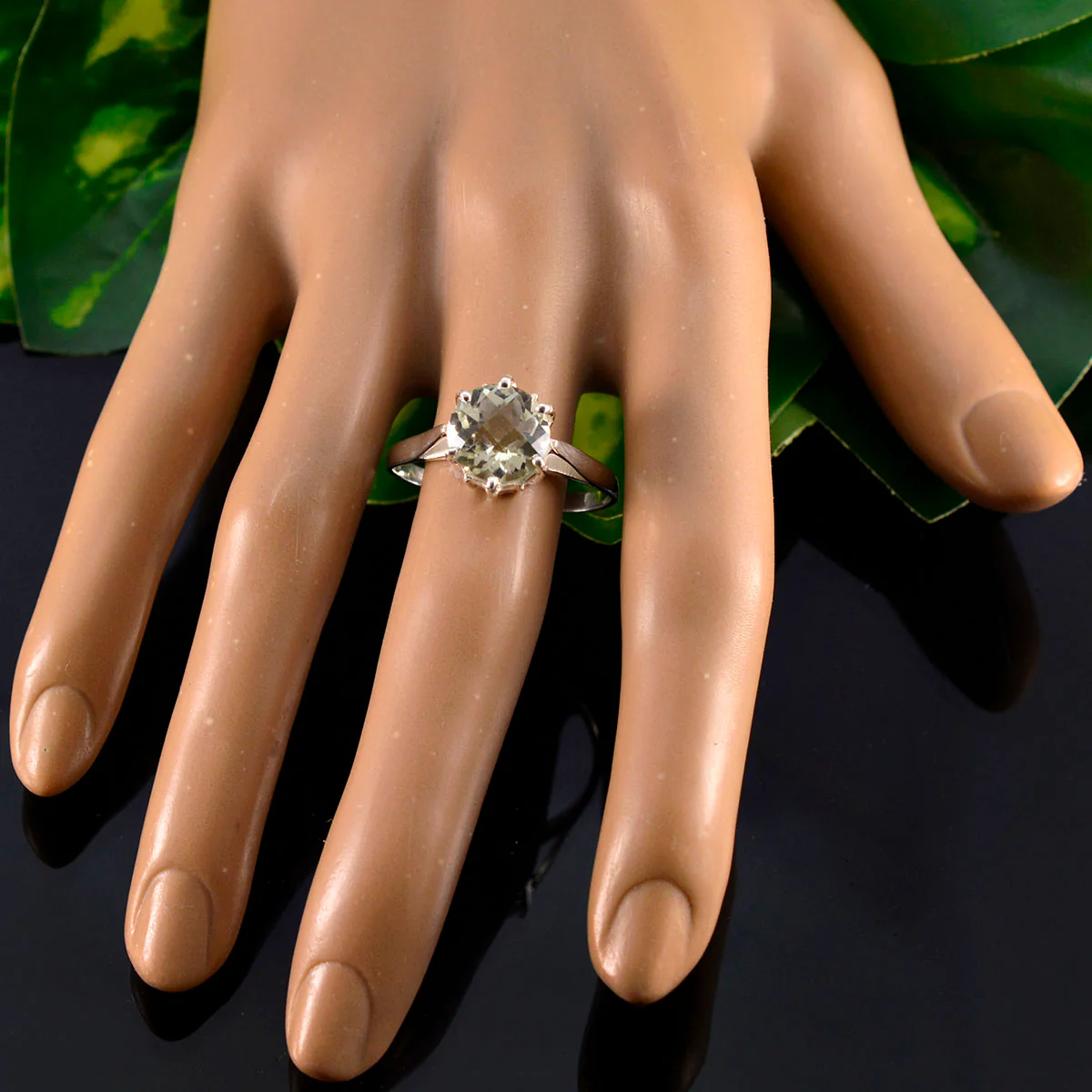 Green Amethyst Solitaire Egyptian Sterling Silver Green Gemstones Slim Fairytale Ring Jewellery - Image 6