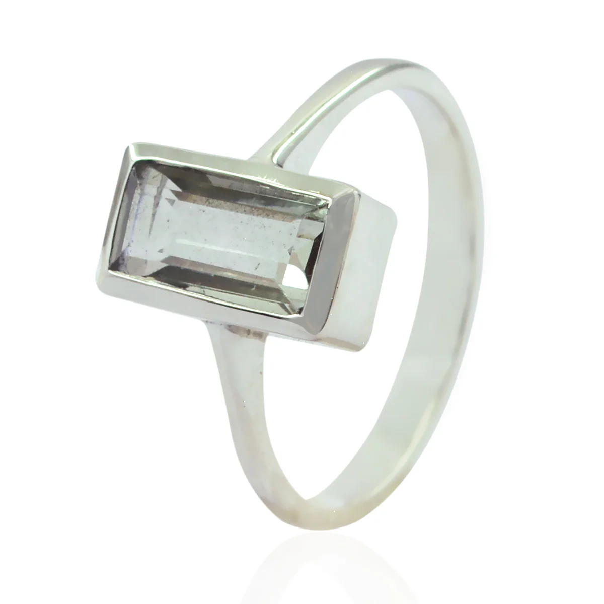 Green Amethyst Solitaire German 925 Silver Green Gemstone Featherlight Cultural Ring Jewellery - Image 3