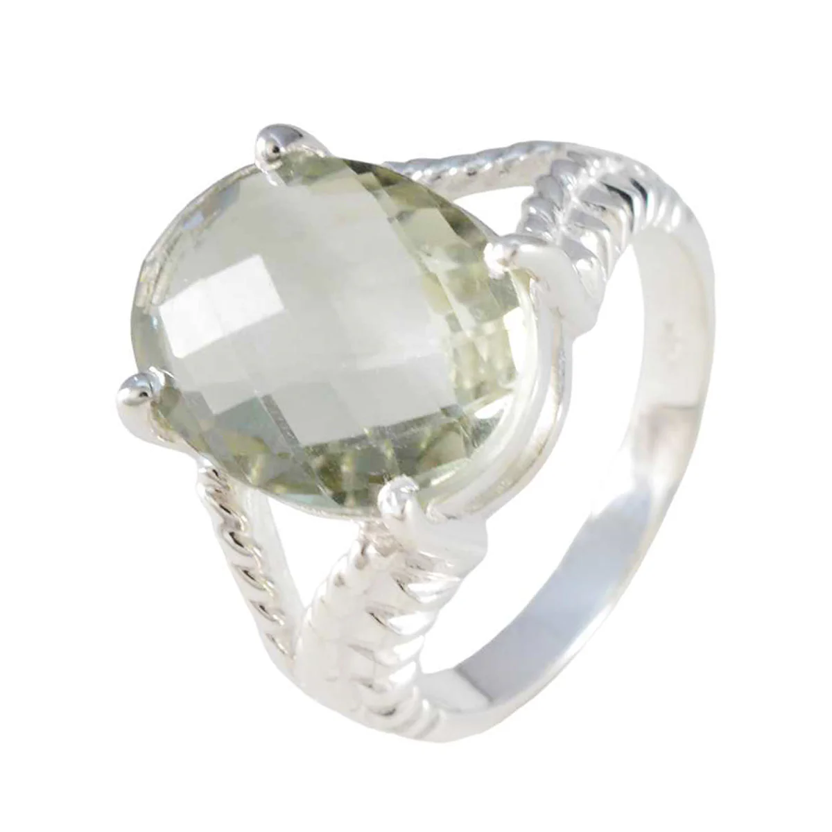 Green Amethyst Solitaire German 925 Silver Green Gemstones Mid-weight Fairytale Ring Jewelry - Image 2