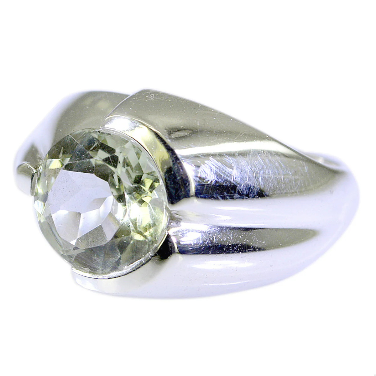 Green Amethyst Solitaire Indian 92.5 Silver Green Gems Versatile Glamorous Ring Jewelry - Image 2