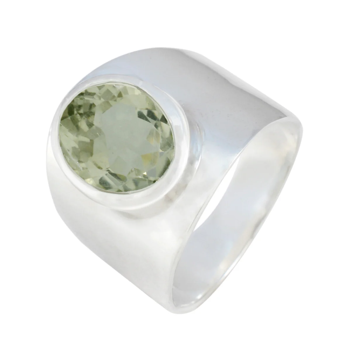 Green Amethyst Solitaire Indian Sterling Silver Green Gemstone Versatile Armor Ring Jewellery - Image 2