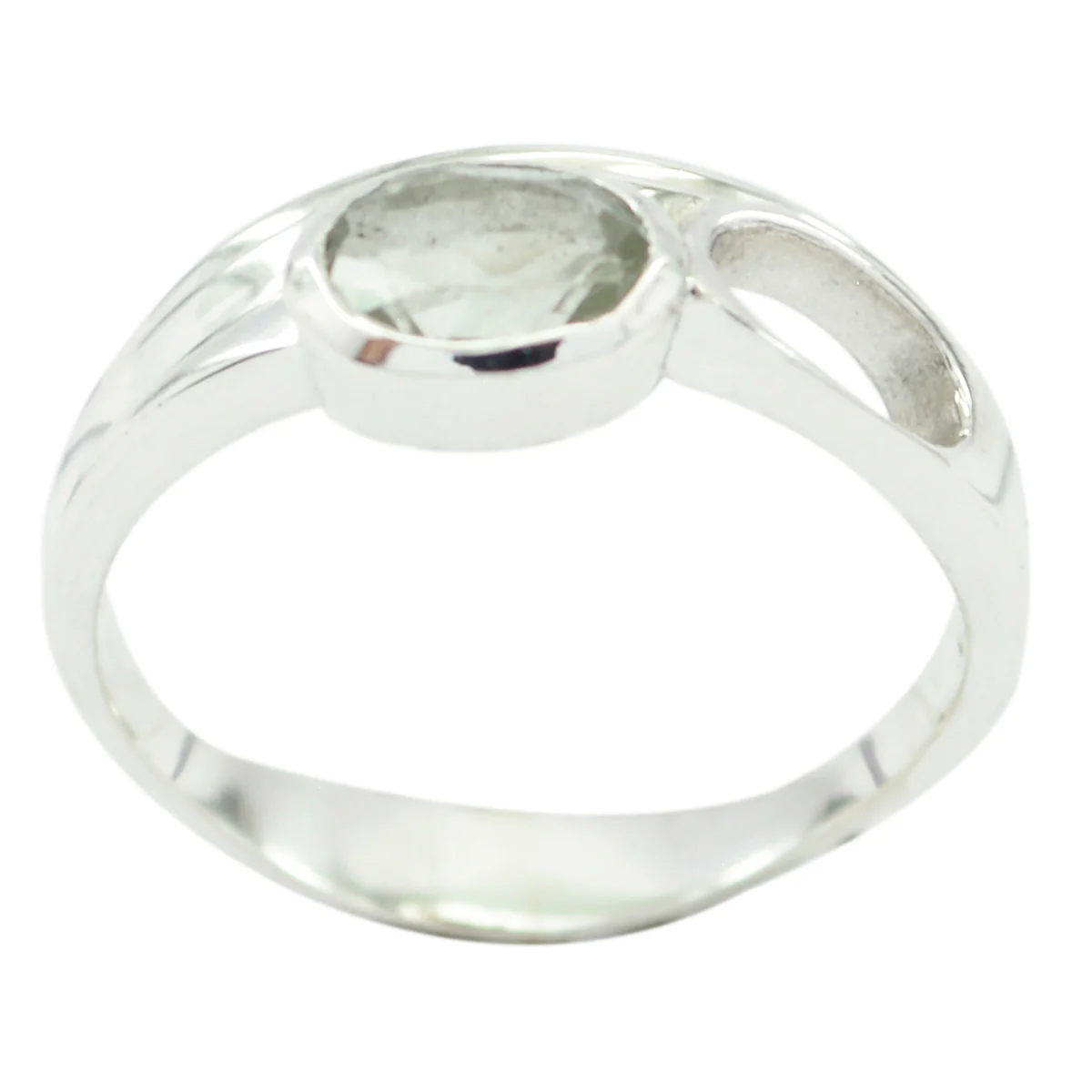 Green Amethyst Solitaire Japanese 925 Sterling Silver Green Gems Whisper-thin Abstract Ring Jewelry - Image 3