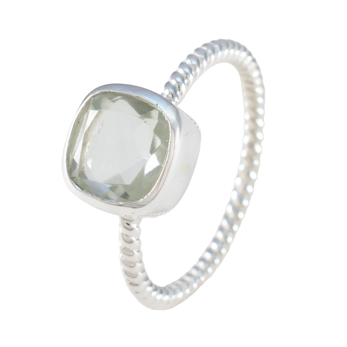 Green Amethyst Solitaire Japanese 925 Sterling Silver Green Gemstones Dainty Glamorous Ring Jewellery - Image 2