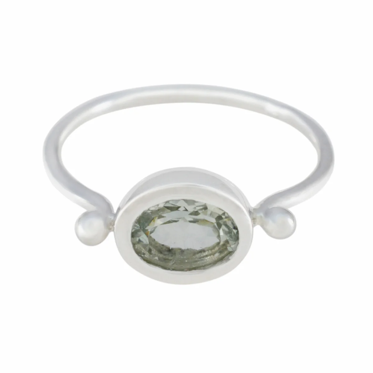 Green Amethyst Solitaire Korean 92.5 Silver Green Gemstones Dainty Modern Ring Jewellery