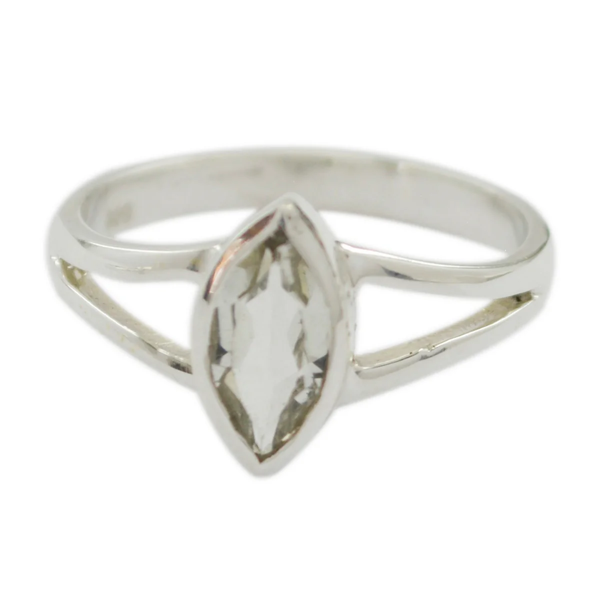 Green Amethyst Solitaire Korean Sterling Silver Green Gems Dainty Geometric Ring Jewellery