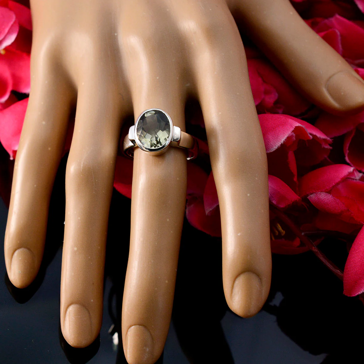 Green Amethyst Solitaire Moroccan 92.5 Silver Green Gemstone Mid-weight Fairytale Ring Jewellery - Image 5