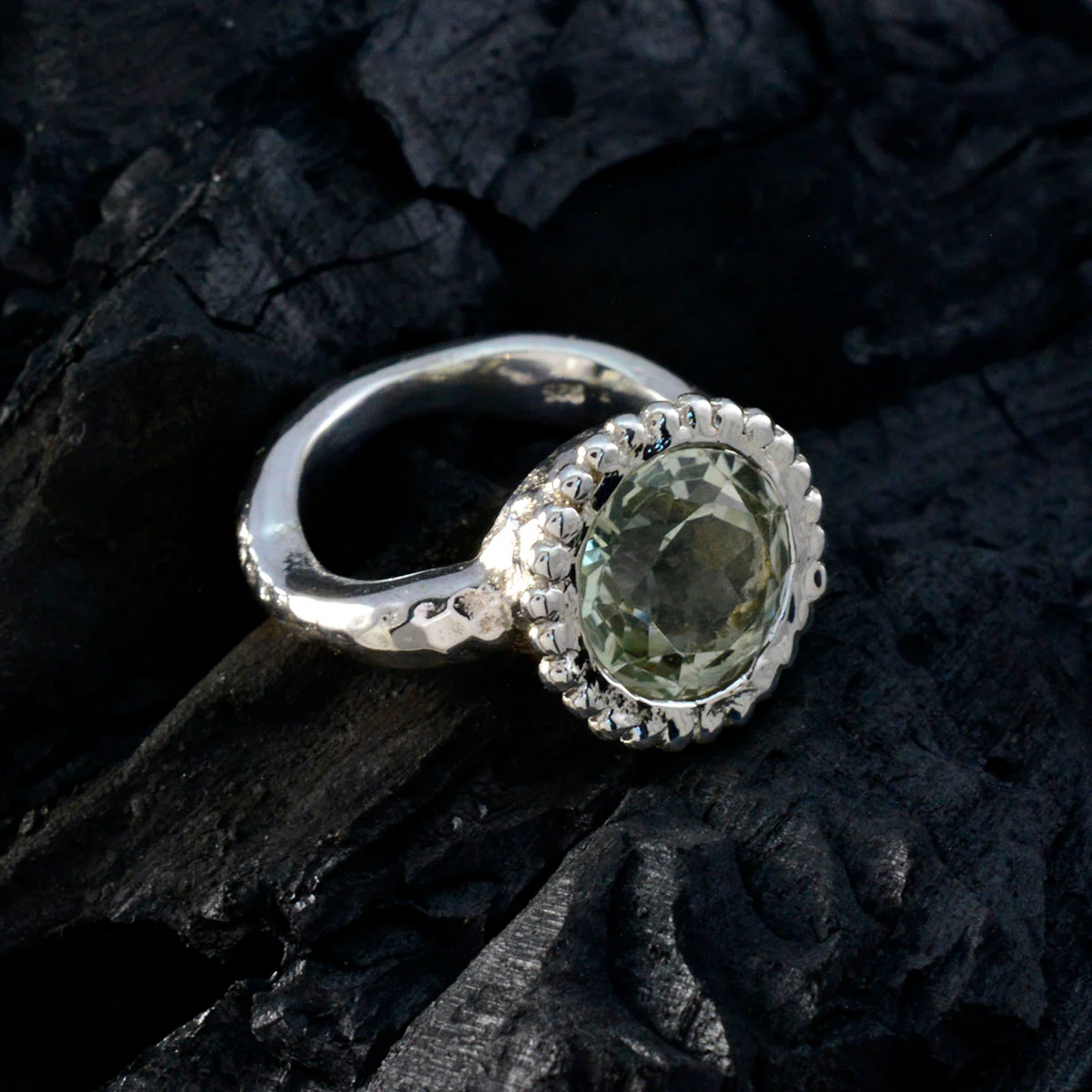 Green Amethyst Solitaire Moroccan Silver Green Gemstone Eye-catching Graceful Ring Jewelry - Image 4