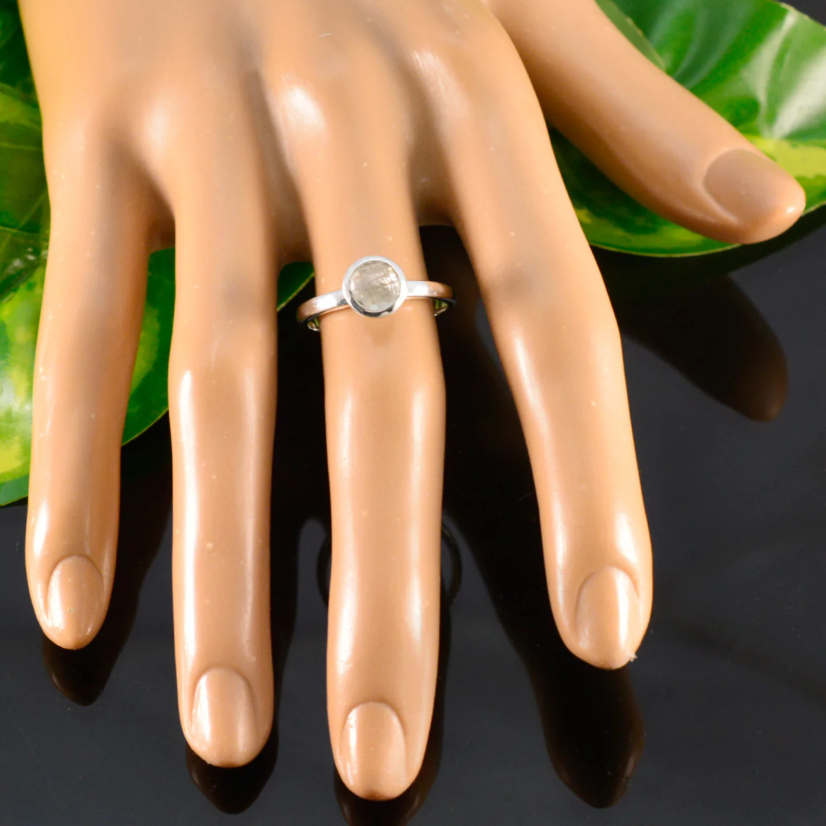 Green Amethyst Solitaire Turkish 925 Silver Green Gemstone Dainty Abstract Ring Jewelry - Image 5