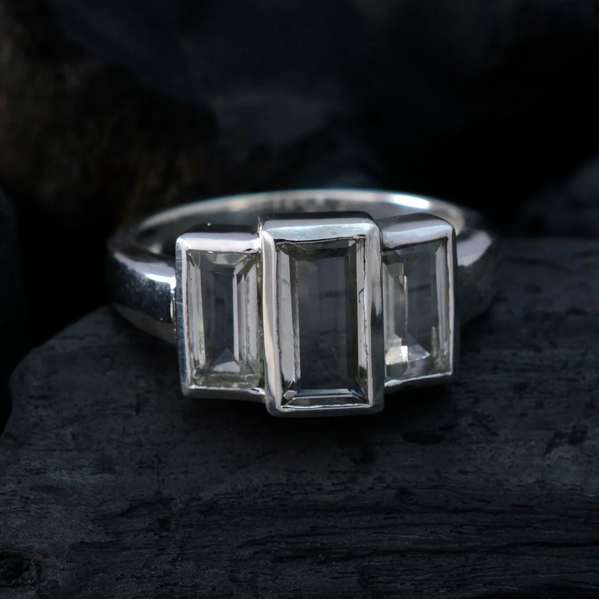 Green Amethyst Trilogy Moroccan Sterling Silver Green Gemstones Minimal Fairytale Ring Jewellery - Image 4
