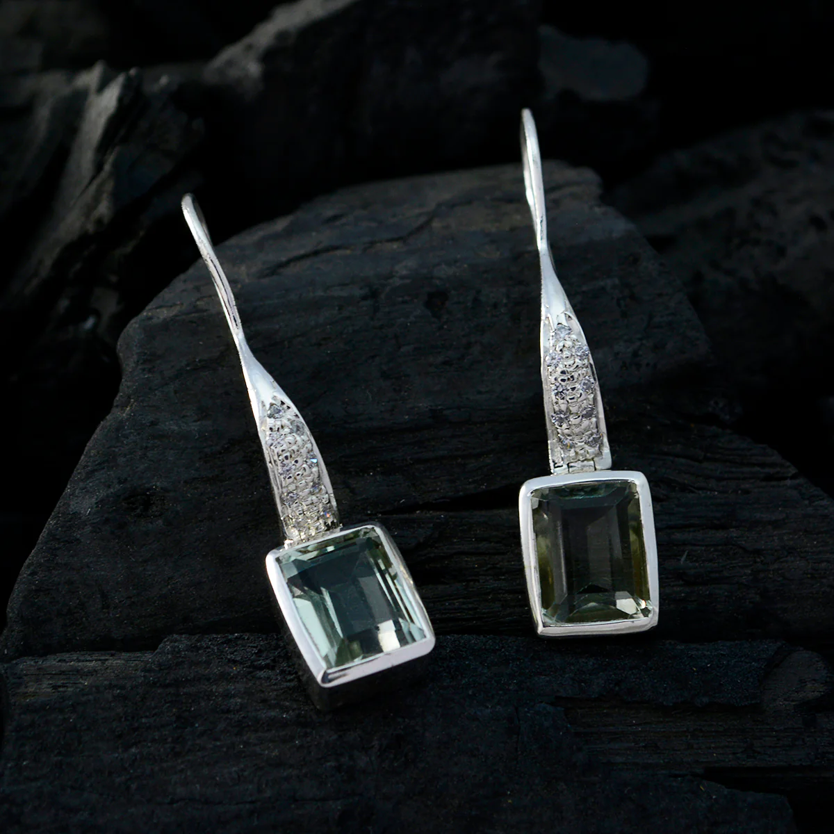 Green Amethyst Turkish Lourdes multiple Dangle Green 92.5 Silver Earring - Image 4
