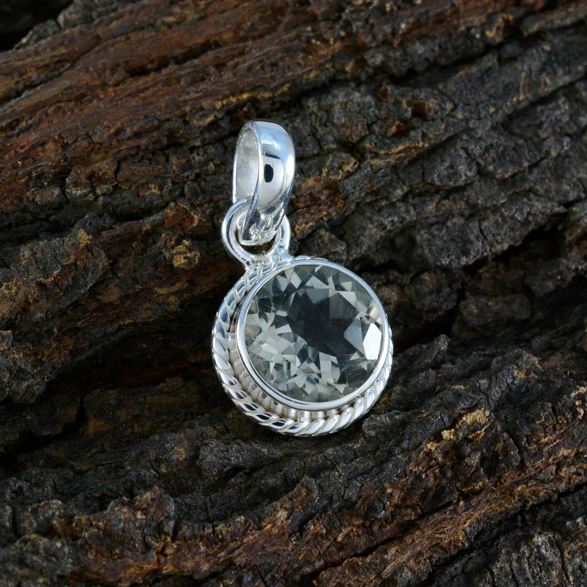 Green Amethyst Whisper-thin American Silver Solitaire Nayara Rope-Wire Green Pendant Jewelry - Image 2