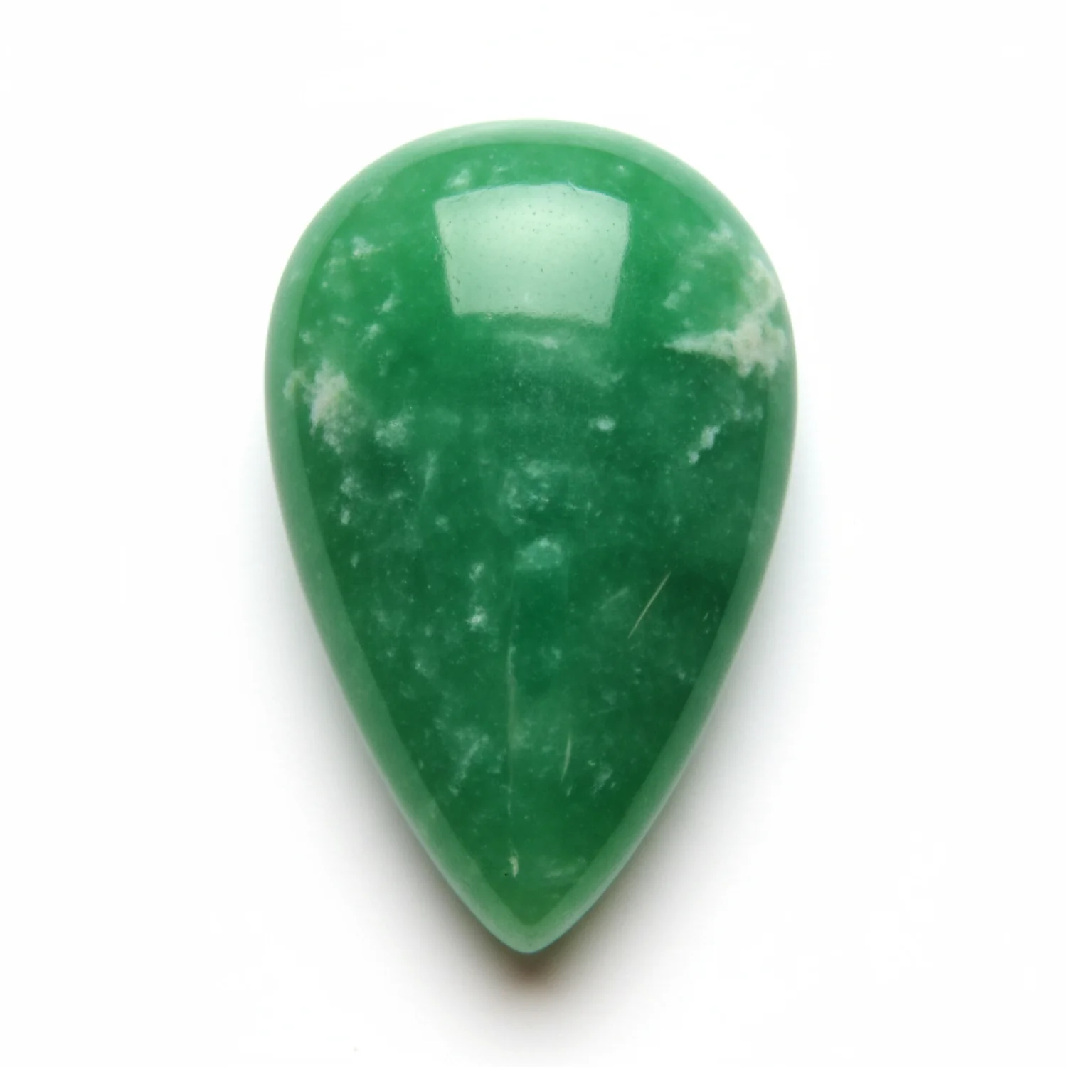Green Jade 1PC Large 8x12 MM Pear Cabochon Green Fiery semi Precious Gems - Image 2