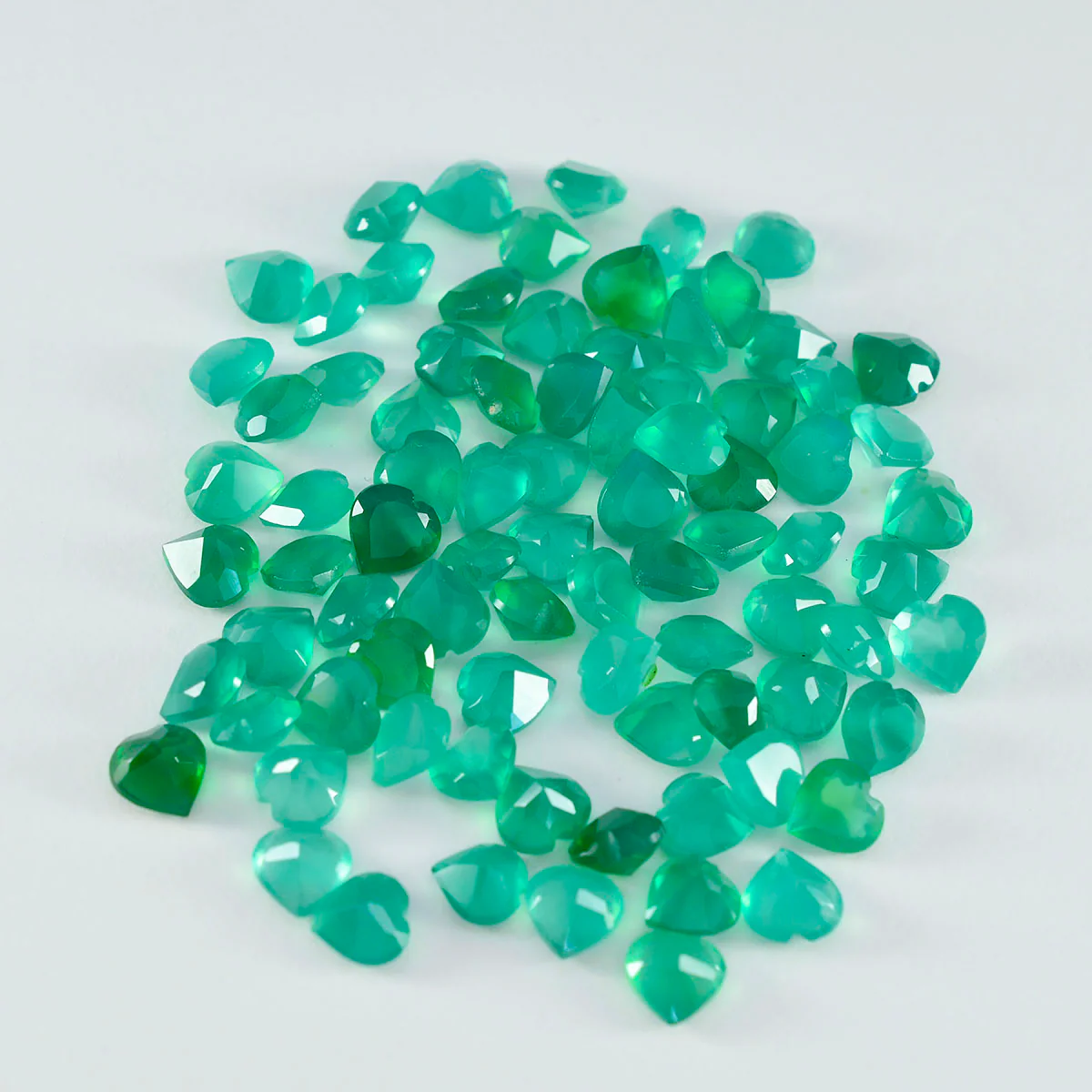 Green Onyx 10PC Tiny 3x3 MM Heart Faceted Green Fiery Semi Precious Loose Gemstone - Image 2