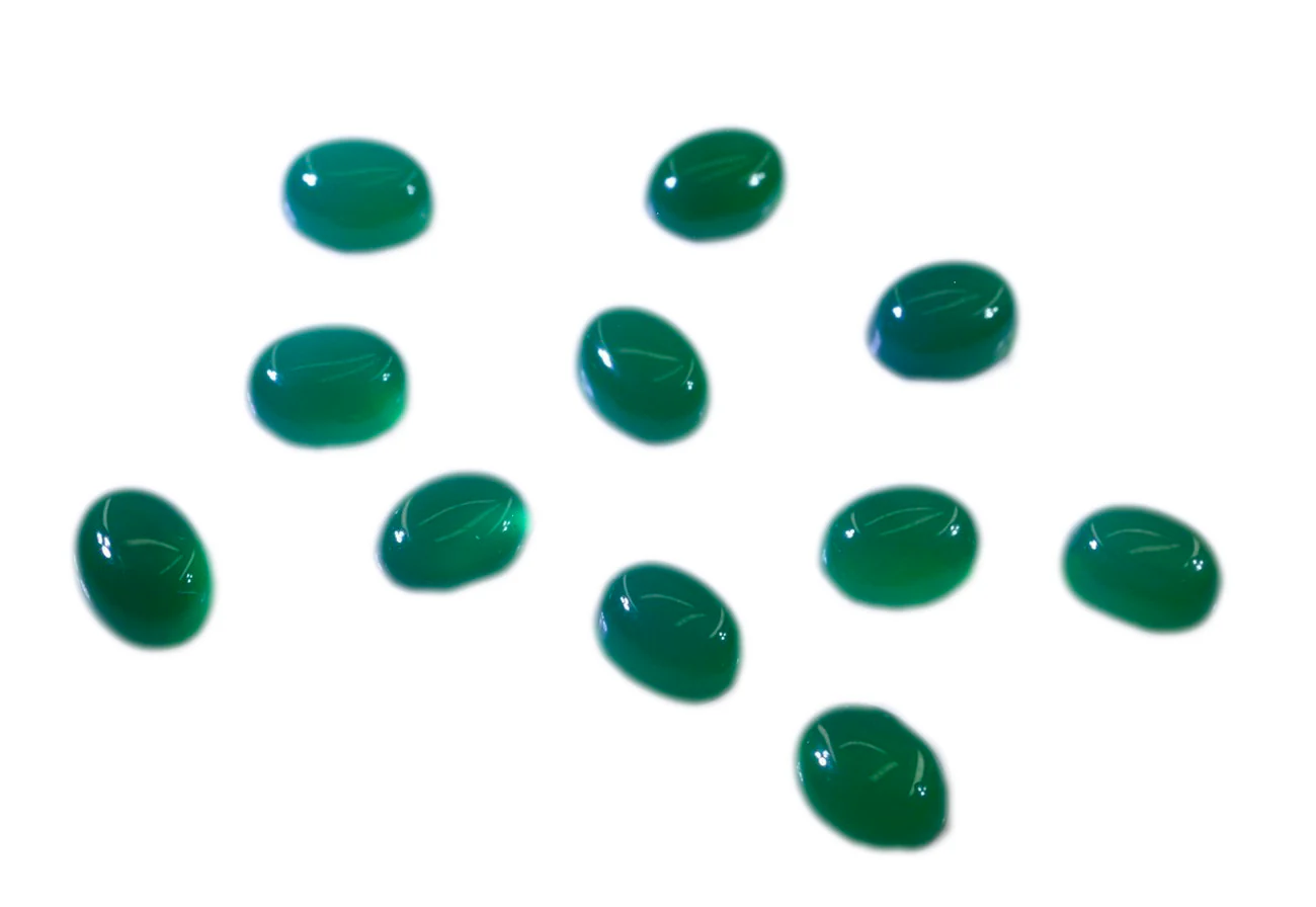 Green Onyx 10PC Tiny 3x5 MM Oval Cabochon Green Natural semi Precious Loose Gemstone - Image 2