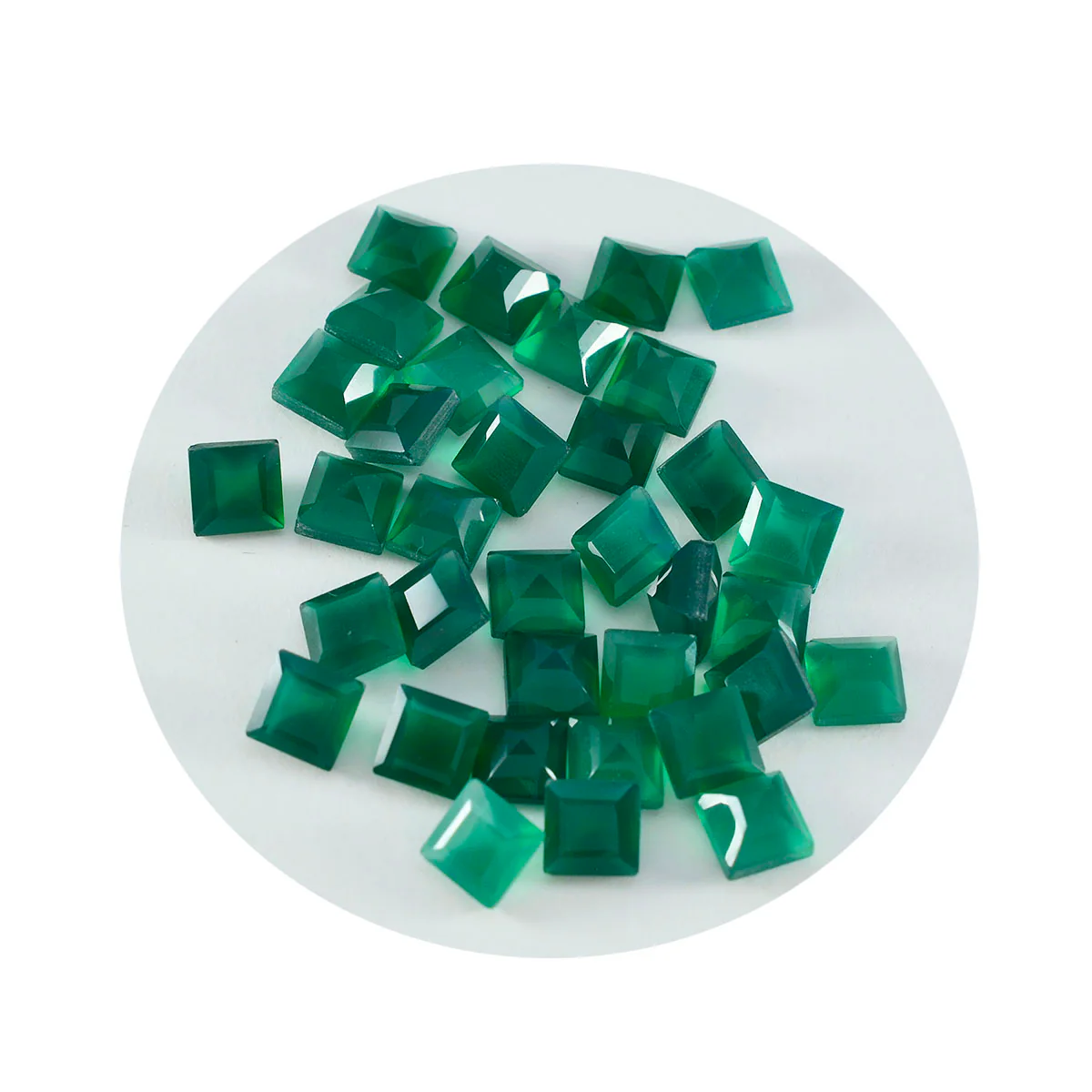 Green Onyx 10PC Tiny 4x4 MM Square Faceted Green Brilliant Semi Precious Loose Gemstones - Image 2