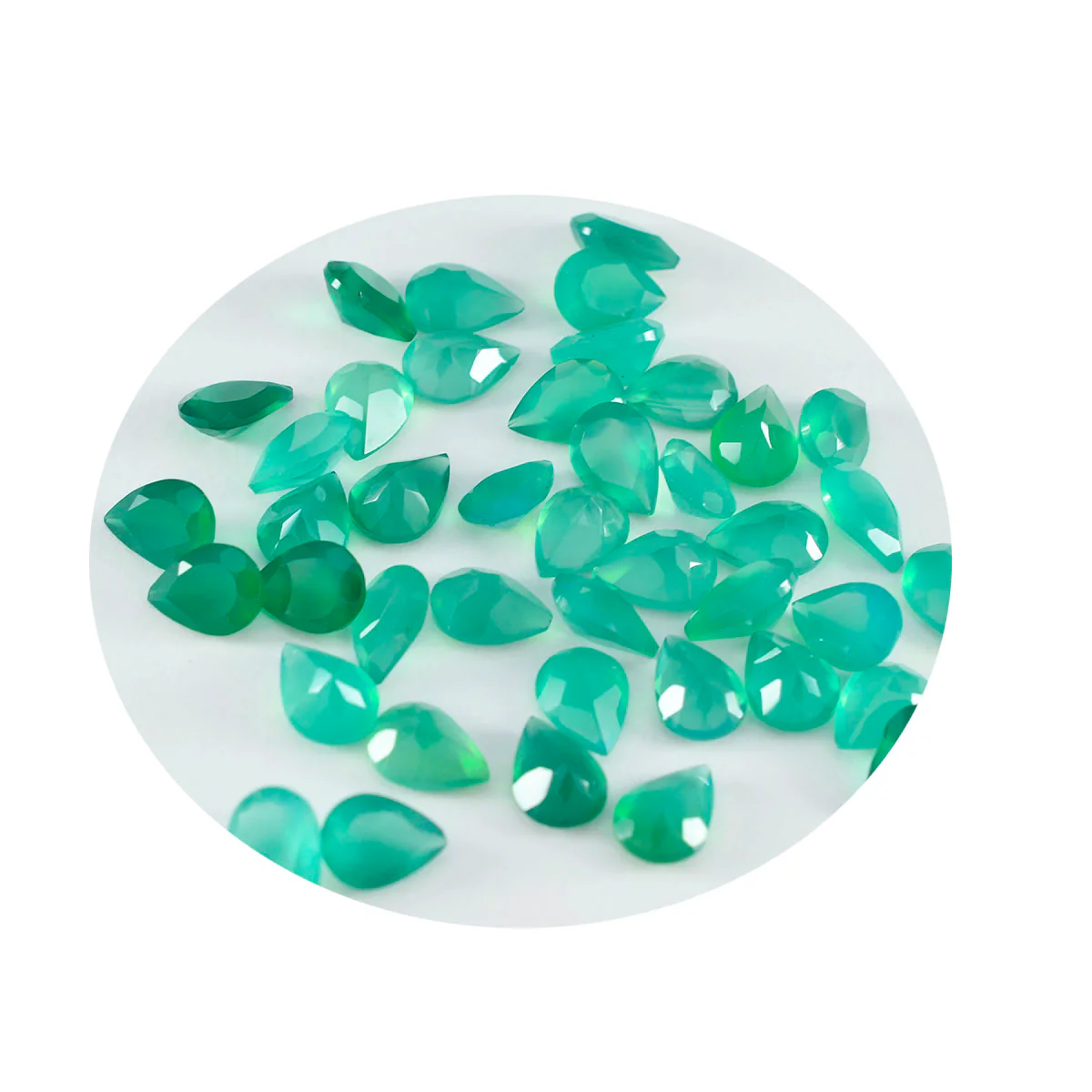 Green Onyx 10PC Tiny 4x6 MM Pear Faceted Green Superior Semi Precious Gems - Image 3
