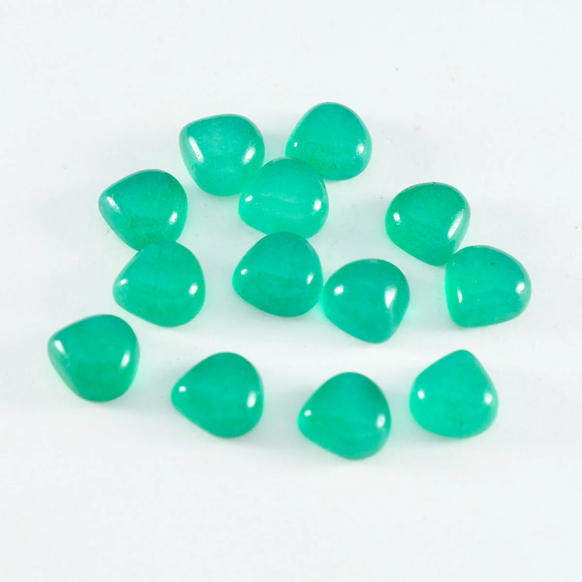 Green Onyx 10PC Tiny 5x5 MM Heart Cabochon Green Luster semi Precious Precious Gemstone - Image 2