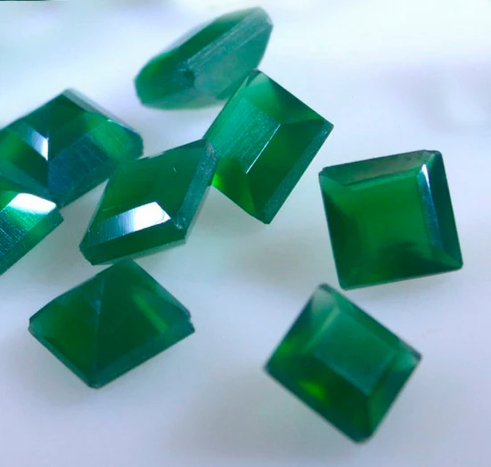 Green Onyx 1PC Chunky 14x14 MM Square Faceted Green Genuine Semi Precious Loose Gems - Image 2