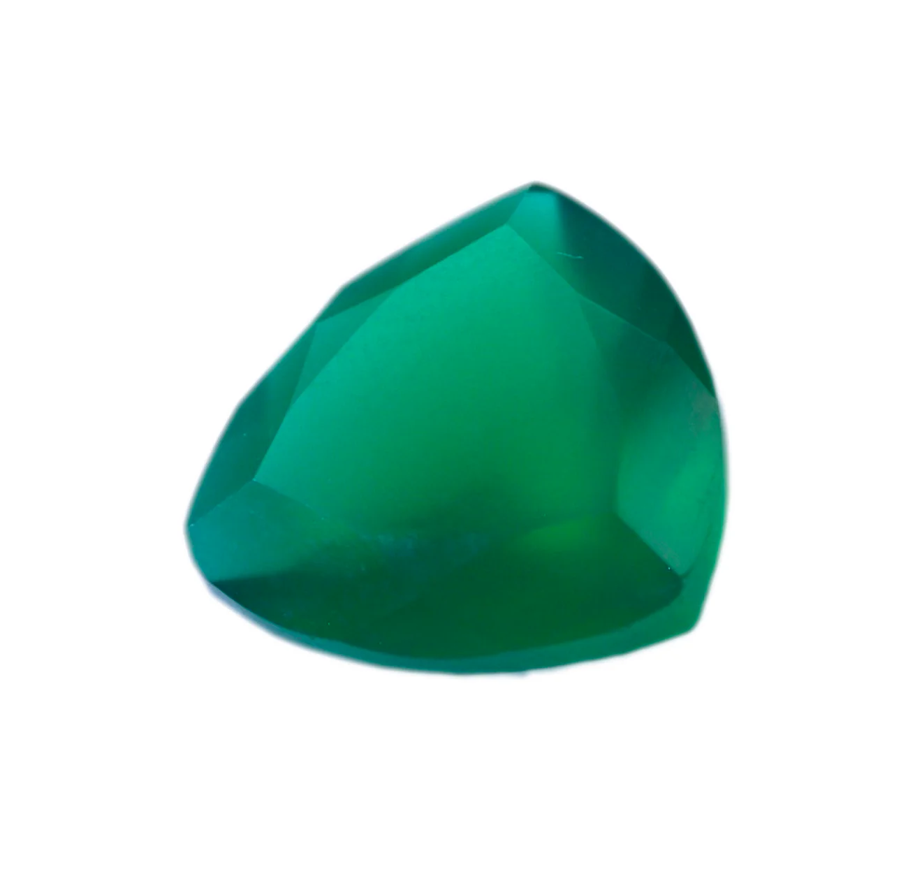Green Onyx 1PC Chunky 16x16 MM Triangle Faceted Green Pure Semi Precious Loose Gemstones - Image 3
