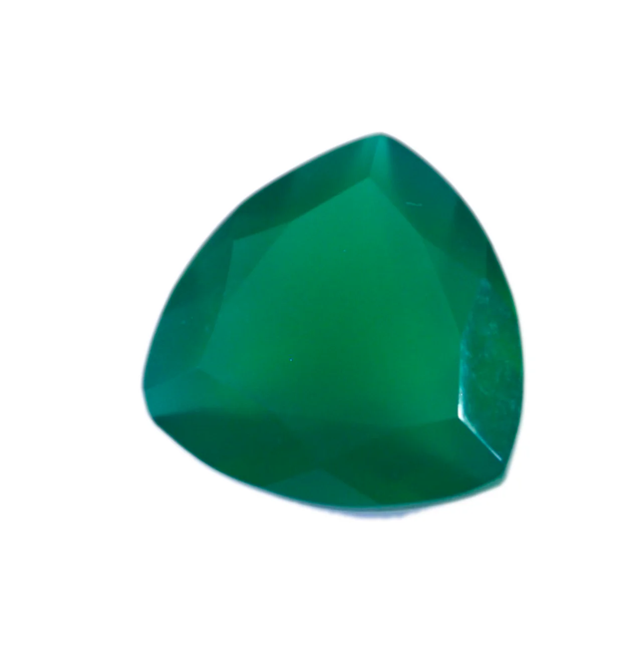 Green Onyx 1PC Large 11x11 MM Triangle Faceted Green Fine Semi Precious Loose Gemstone - Image 2