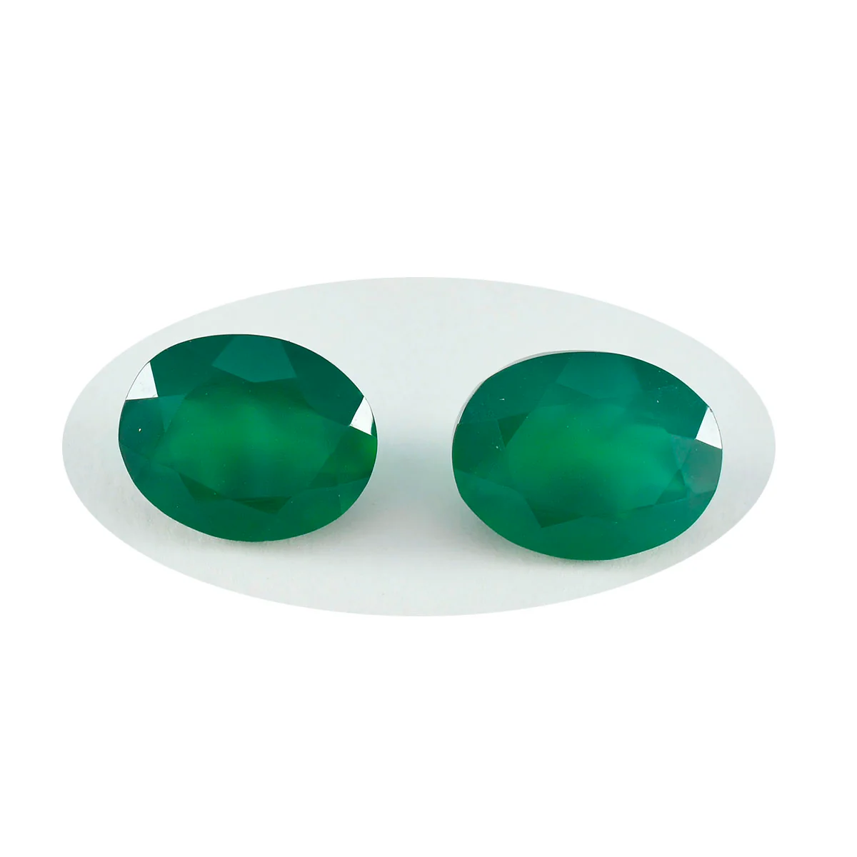 Green Onyx 1PC Large 8x12 MM Oval Faceted Green Natural Semi Precious Loose Gemstone