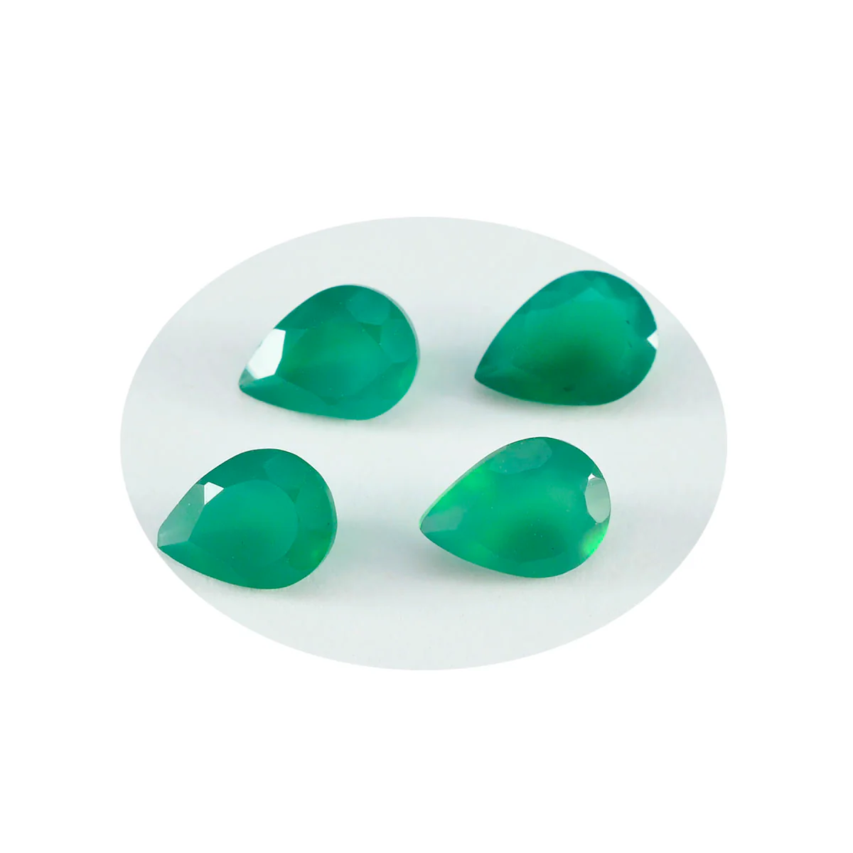 Green Onyx 1PC Small 6x9 MM Pear Faceted Green Brilliant Semi Precious Loose Gemstones - Image 3