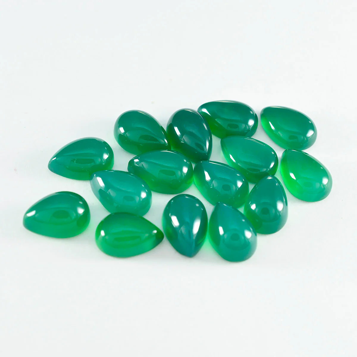 Green Onyx 1PC Small 7x9 MM Pear Cabochon Green Lustrous semi Precious Gems - Image 2