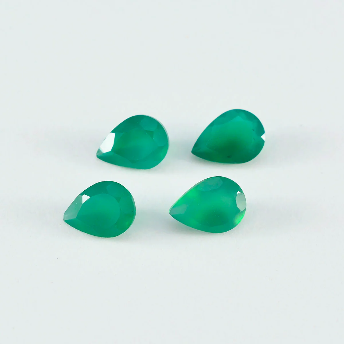 Green Onyx 1PC Small 7x9 MM Pear Faceted Green Sparkling Semi Precious Gems - Image 3