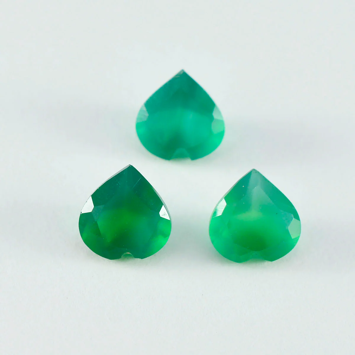 Green Onyx 1PC Small 8x8 MM Heart Faceted Green Luster Semi Precious Loose Gemstones - Image 2