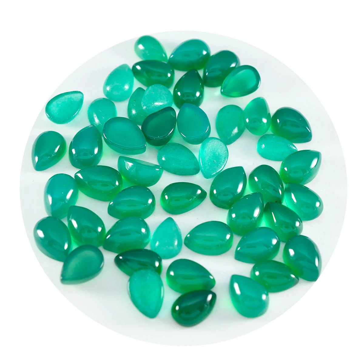 Green Onyx 1PC Tiny 5x7 MM Pear Cabochon Green Polished semi Precious Loose Gemstones - Image 2