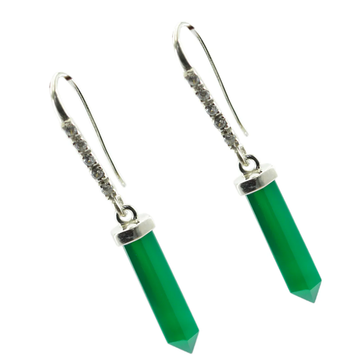 Green Onyx Moroccan Lourdes multiple Dangle Green 92.5 Silver Earring - Image 3