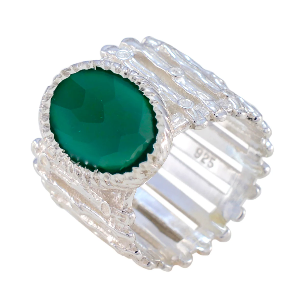 Green Onyx Solitaire African 92.5 Silver Green Gems Edgy Armor Band Jewelry - Image 2