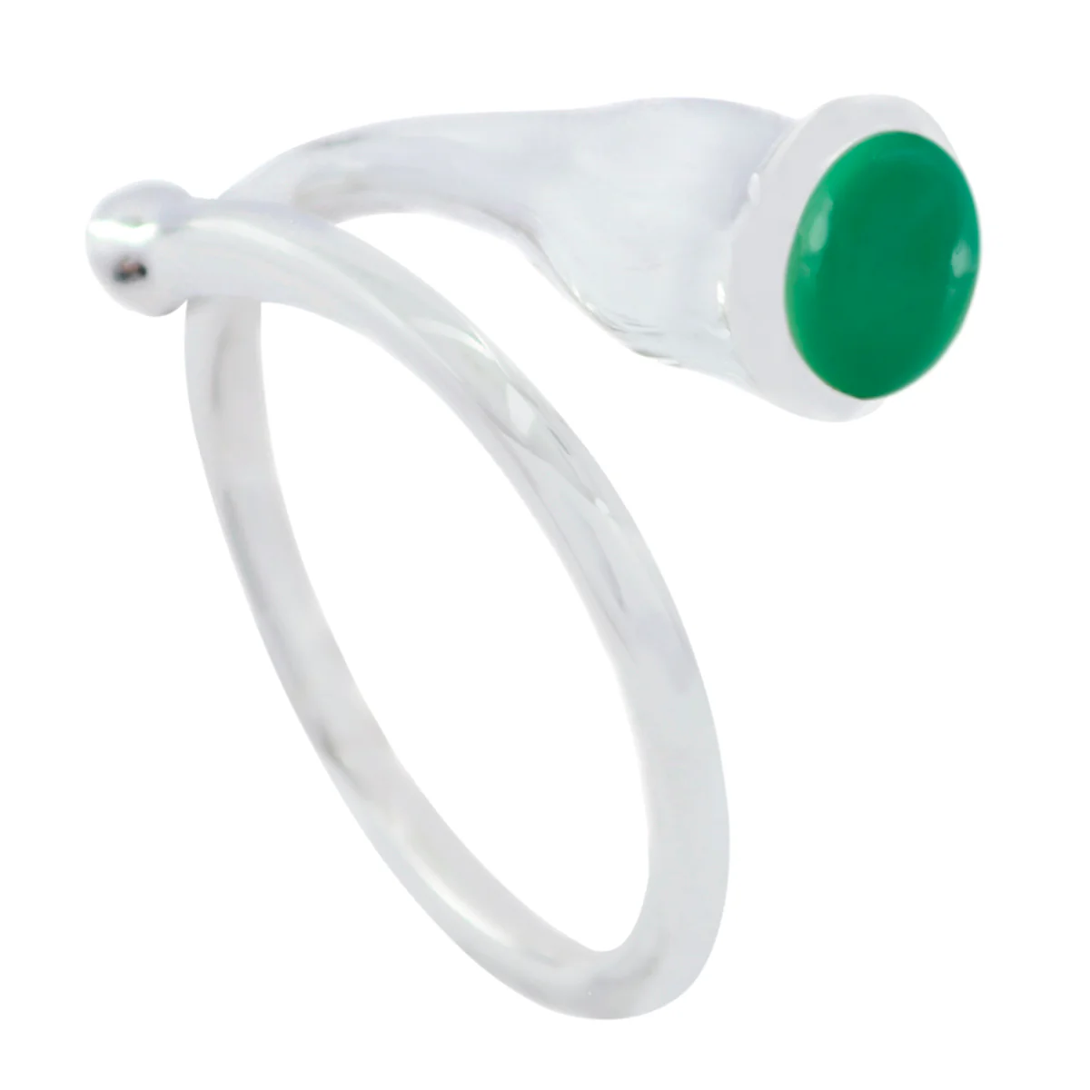 Green Onyx Solitaire French 925 Silver Green Gemstones Eye-catching Romantic Ring Jewelry
