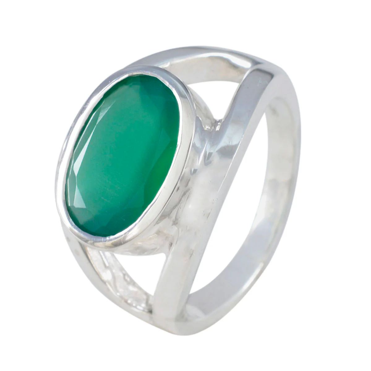 Green Onyx Solitaire Italian 92.5 Silver Green Gemstones Edgy Heritage Ring Jewellery - Image 2