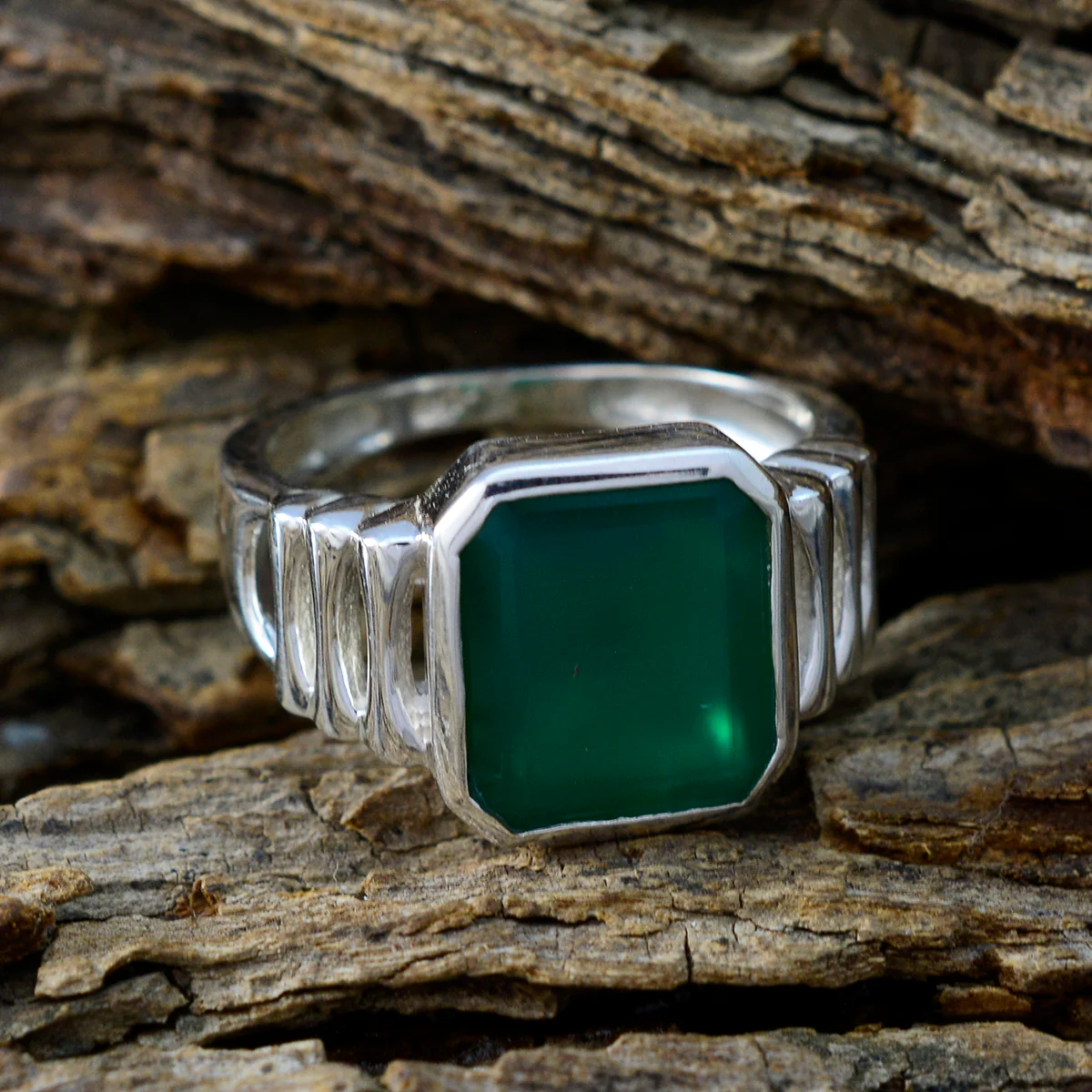 Green Onyx Solitaire Moroccan 925 Sterling Silver Green Gems Mid-weight Signet Ring Jewellery - Image 3