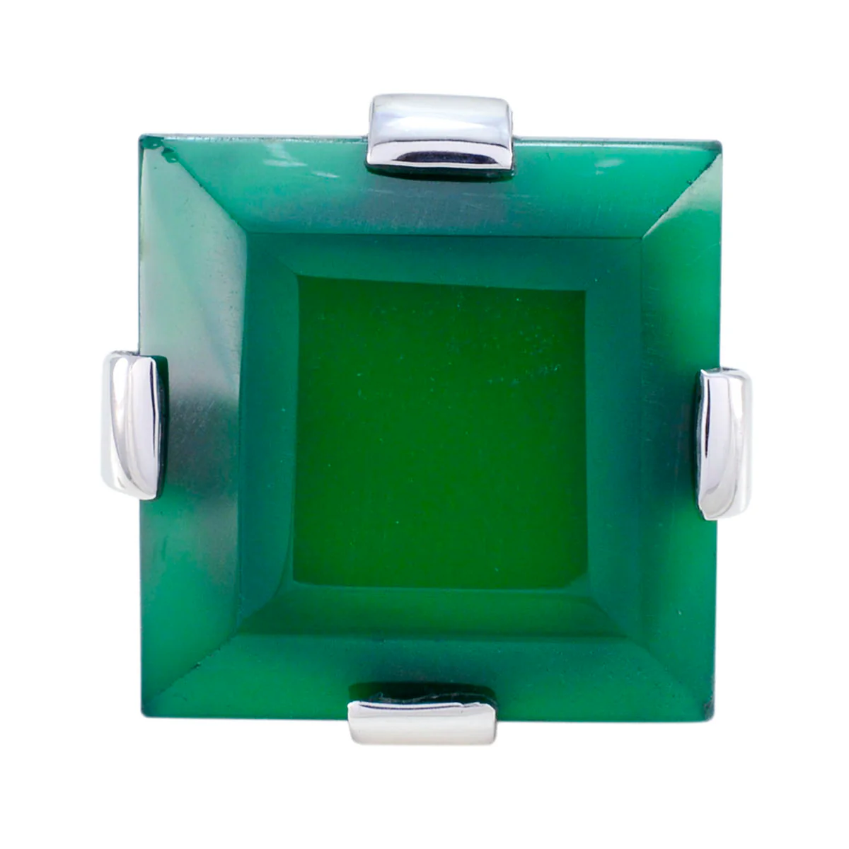 Green Onyx Solitaire Spanish Silver Green Gemstones Chunky Armor Ring Jewelry - Image 2