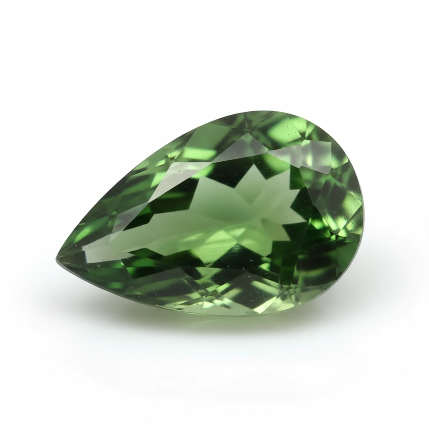 Green Tourmaline 1PC Large 8x12 MM Pear Faceted Green Shine Semi Precious Loose Gemstones - Image 2